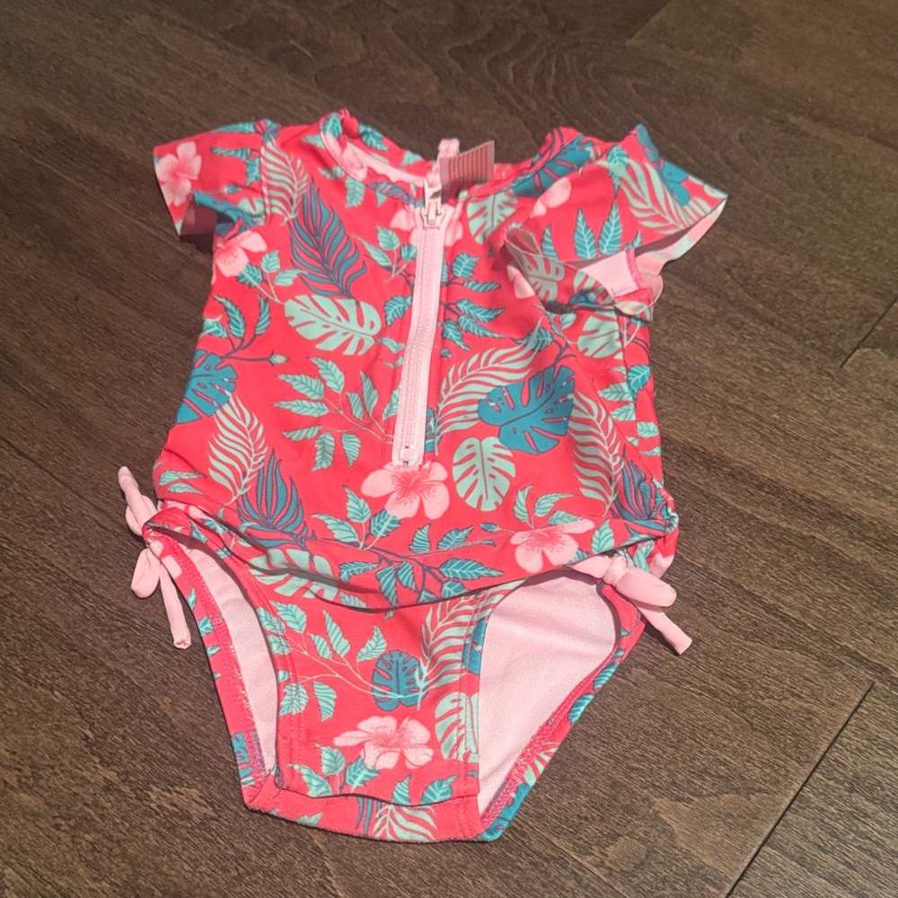 Cat & Jack Pink Tropical Baby Swimsuit